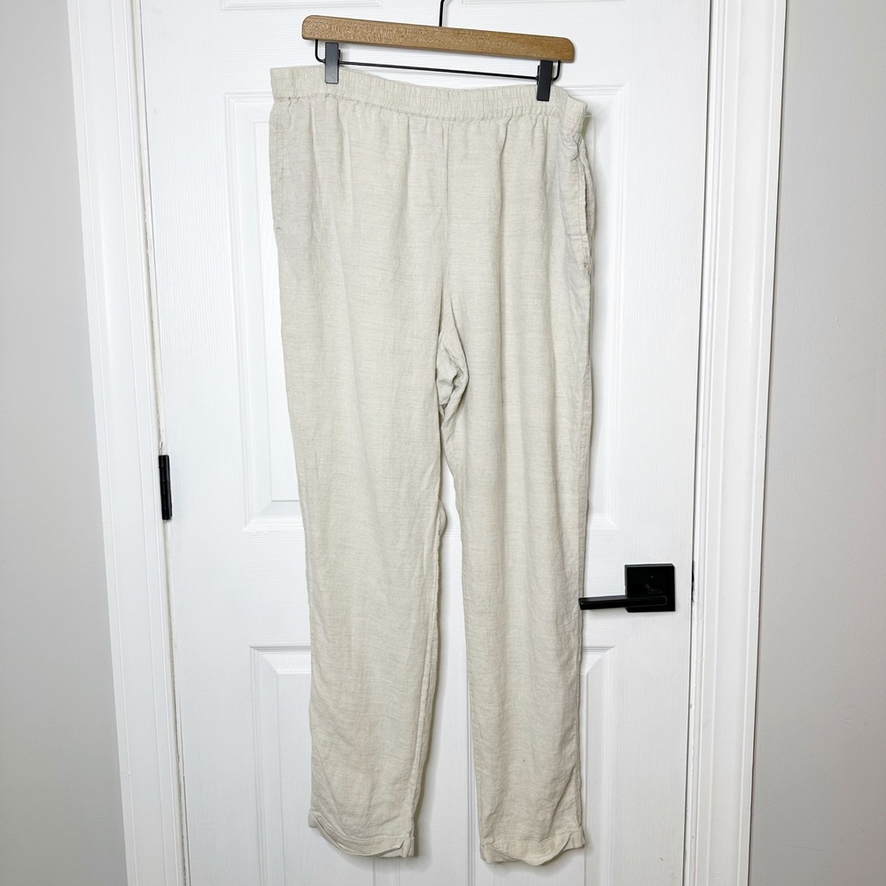 Soft Surroundings 100% Linen Pants Womens Tall XL Beige EUC‎ Lagenlook Coastal